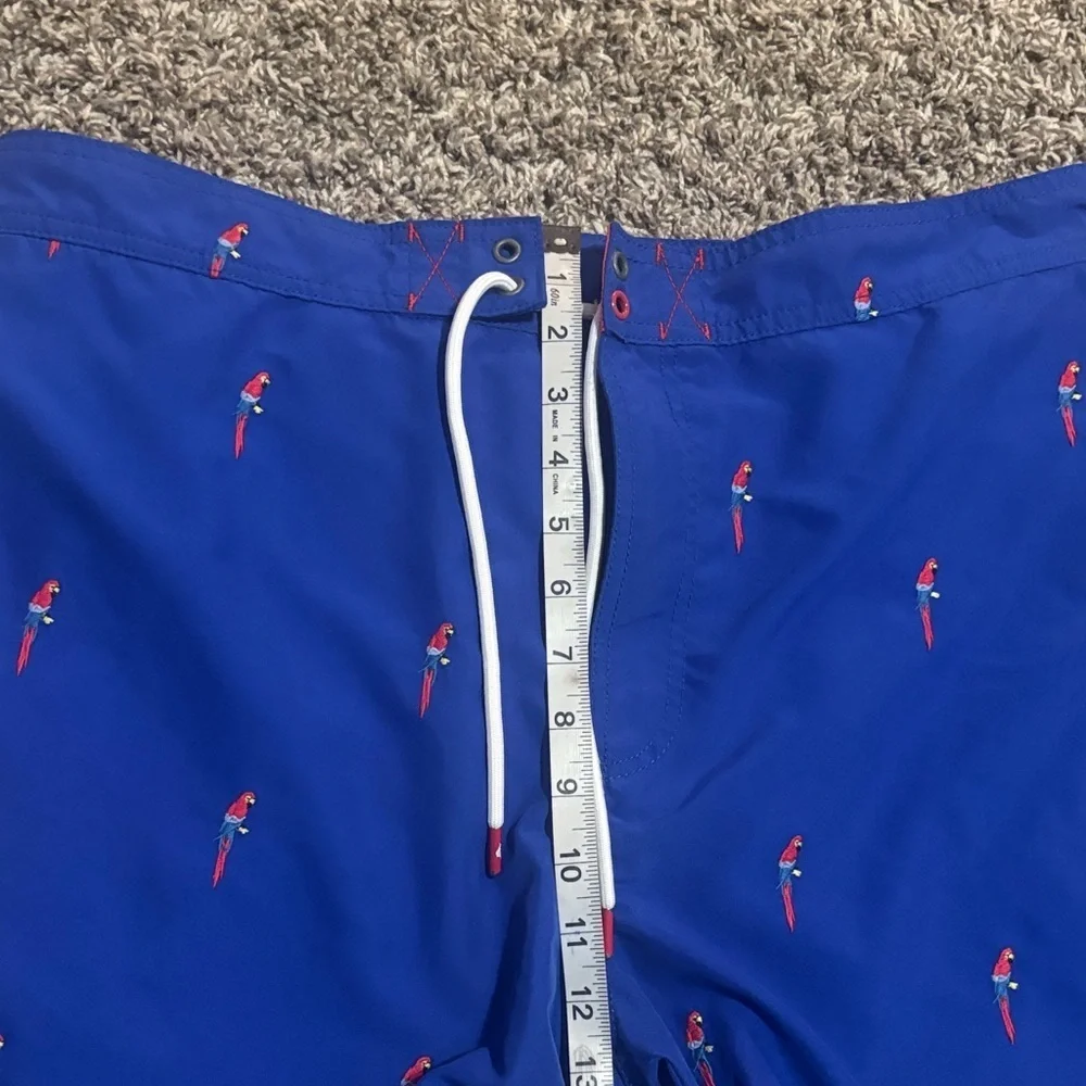 Blue Parrot Print Swim Shorts